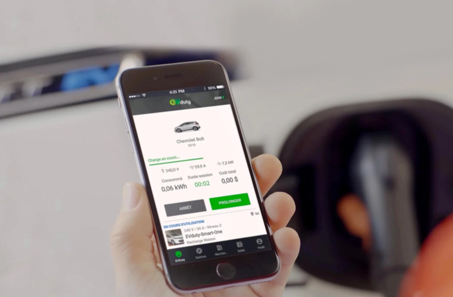 Image d'une application de borne de recharge